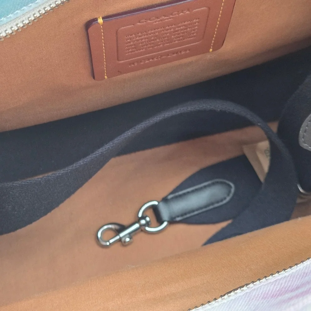 Coach NEW Rainbow Tie Dye Cargo Tote Bag CU128 Canvas‎ 2-Way Purse - Picture 8 of 9